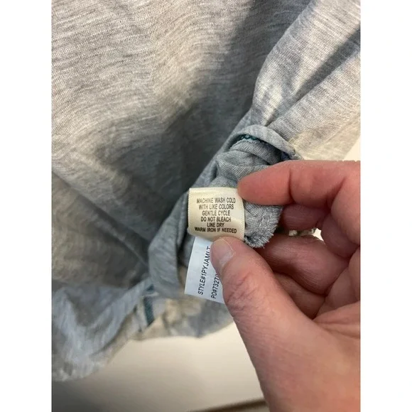 Self Esteem Womens Heather Grey Front Knot Varsity Stripe 3/4 Sleeve Top Large - Picture 7 of 7